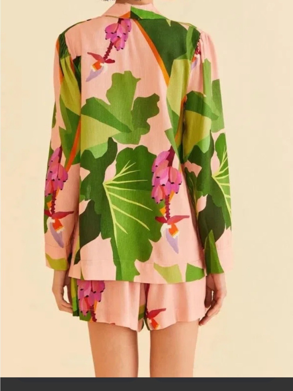 NWOT Farm Rio Tropicalist Pink/Green Lightweight Linen/Viscose Blazer Jacket - Picture 13 of 13